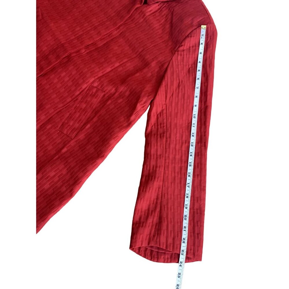 George Simonton Womens Red Textured Jacket Collared Front Pockets Medium - Picture 9 of 13